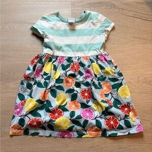 Girls Hanna Andersson Mixes Pattern Short Sleeve Kids Dress w pockets Sz 5 EUC
